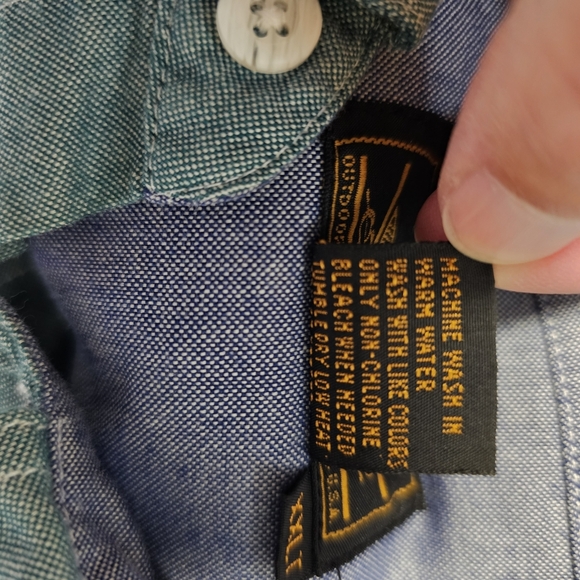 Eddie Bauer Color Block Shirt Blue Green Red Mens Outdoors 100% Cotton XXLT - Picture 12 of 14